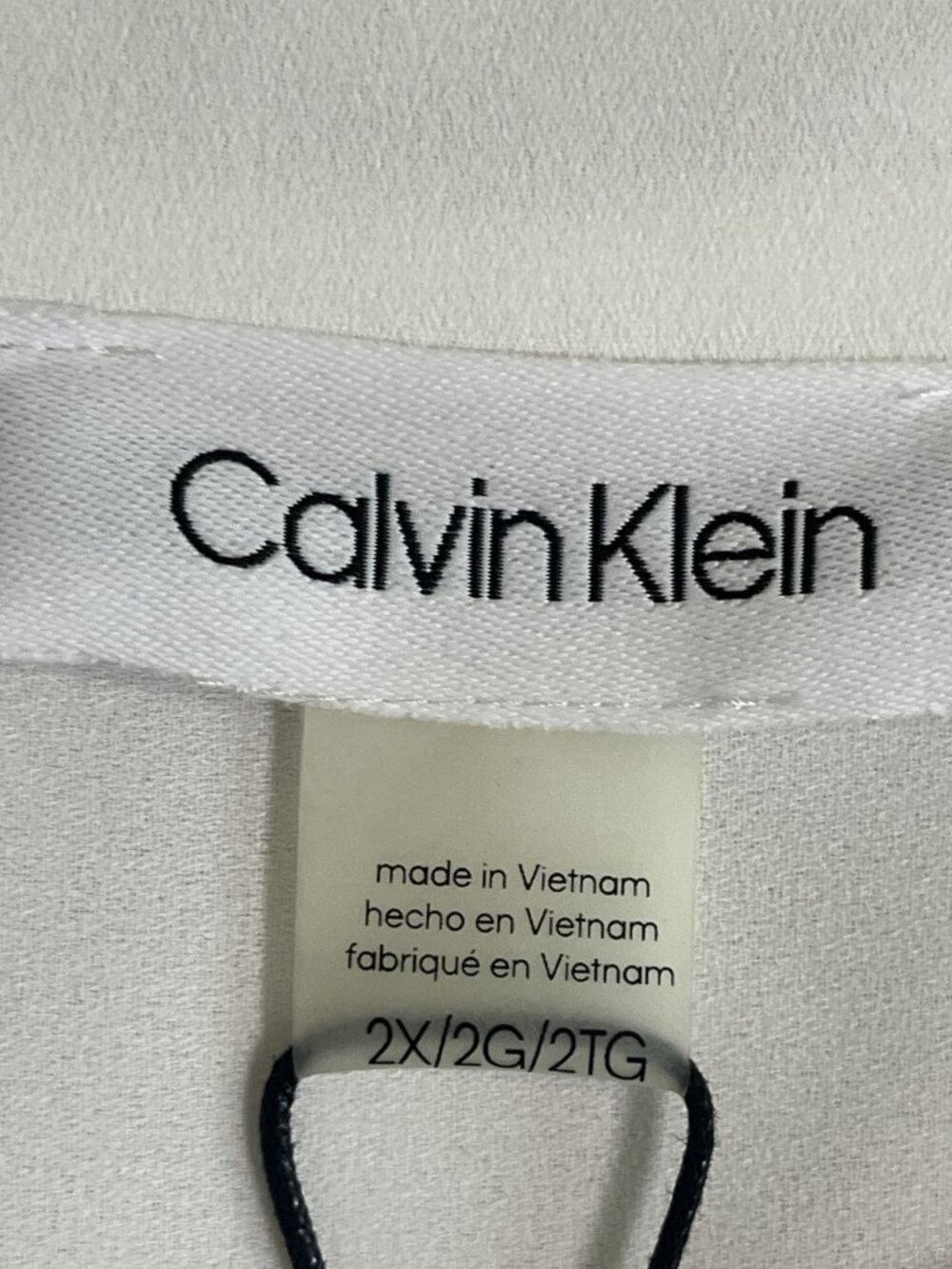 Calvin Klein Ruffle Top White 2X Neutral Minimalist Preppy Resort Classic Chic - Picture 6 of 8
